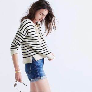 Madewell Striped Lace-Up Sweater